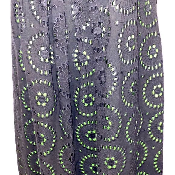 Cynthia Cynthia Steffe Black Eyelet Dress With Green Inlay Size 6 - Picture 3 of 13